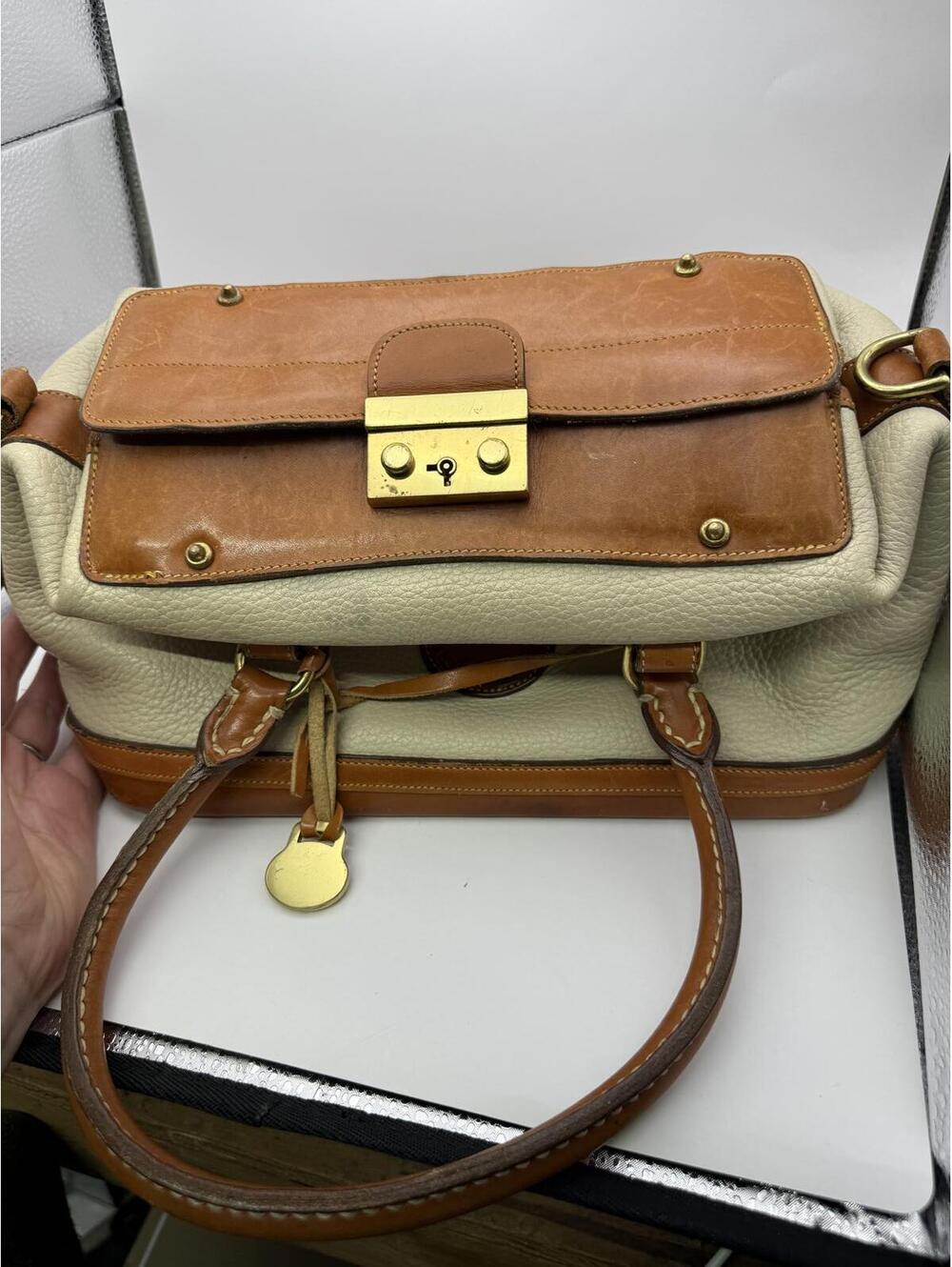 Dooney & Bourke Vintage Leather and Pebbled Leather Satchel Doctor's Bag - Picture 6 of 12
